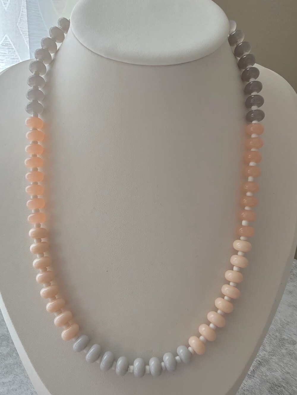 Peach & Gray Beaded Necklace